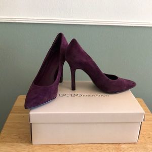 BCBGeneration purple suede 3.5 inch heels